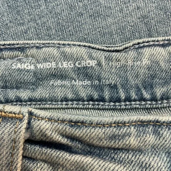 AG Saige Wide Leg Crop High Rise Fit Jeans Womens 27 Blue Raw Hem - Picture 10 of 12